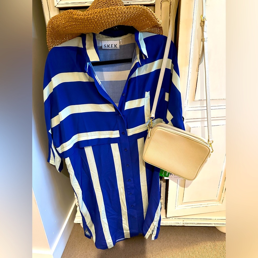 SKFK Royal Blue Striped Dress – Size Small NWT – $185 EcoVero Sustainable Fabric